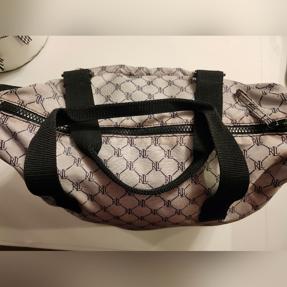 Lauren Ralph Lauren Weekender, NW PLASTIC TAG Gray/Blk, Double Handle + Strap - Picture 8 of 15